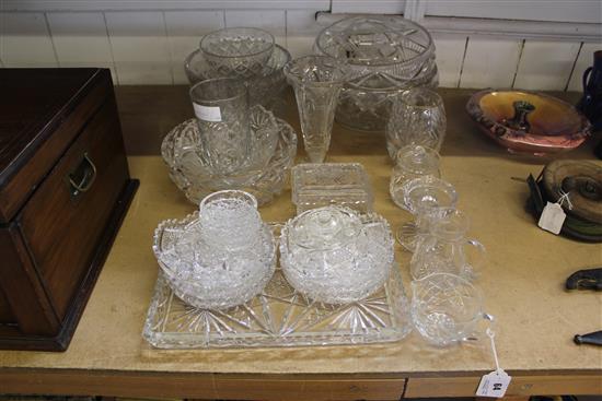 Cut glass vases, bowls etc